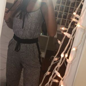 Stylish Black and White Geometric Jumpsuit